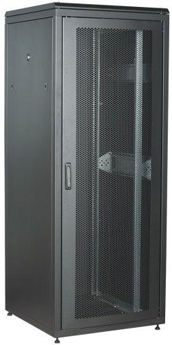 ITK Шкаф сетевой напольный 19" LINEA N 47U 800х800мм перфорированная передняя дверь, задняя металлическая черный | код LN05-47U88-PM | IEK